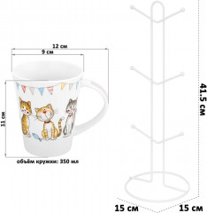 Набор кружек на металлической подставке «Кошачья жизнь» - Фото 1