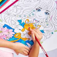 Раскраска в стиле anime «Девочка с котиком» - Фото 5