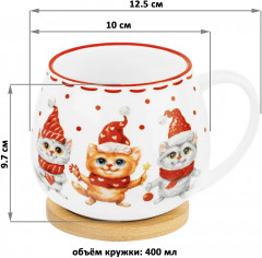 Кружка с подставкой-крышкой «Веселые котики» - Фото 1