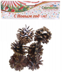 Набор украшений новогодних «Шишки с золотым инеем» - Фото 2