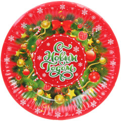 Набор тарелок бумажных «С Новым Годом-хвойный венок» - Фото 1