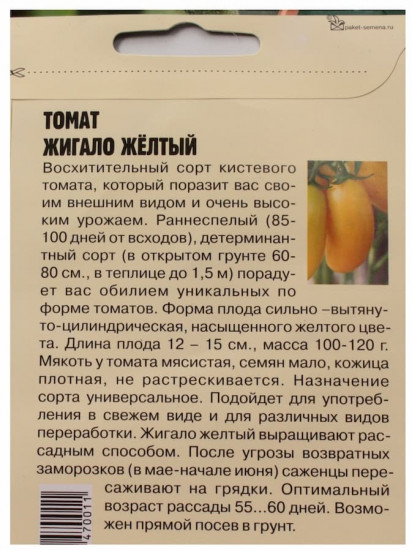 Томат «Жигало желтый»