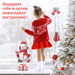 Наклейка для окон многоразовая «Снеговик с подарками» - Фото 9