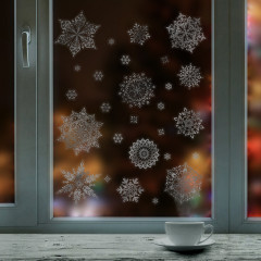 Наклейка для окон многоразовая «Снежинки» - Фото 4