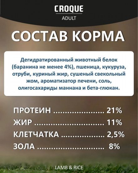 Корм для взрослых собак с ягненком «Adult Dog»