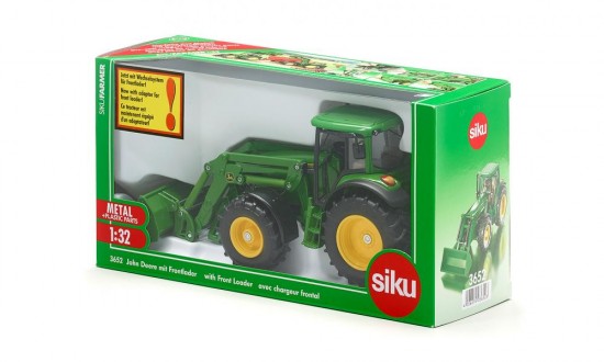 Трактор John Deere с ковшом, зеленый