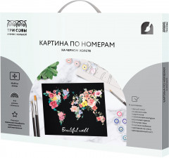 Картина по номерам на черном холсте «Мир цветов» - Фото 1