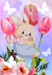 Алмазная мозаика «Зайчик в цветах» - Фото 2