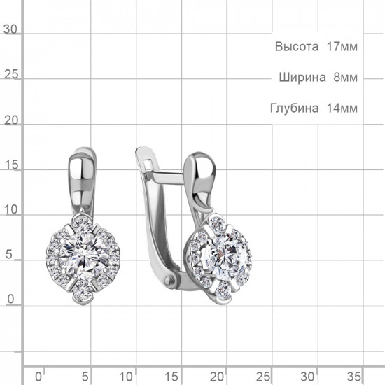 Серьги из серебра с фианитами
