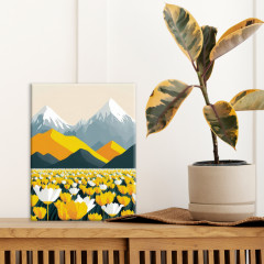 Картина по номерам с поталью «Цветущие поля в горах» - Фото 1