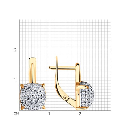 Серьги из золочёного серебра с фианитами