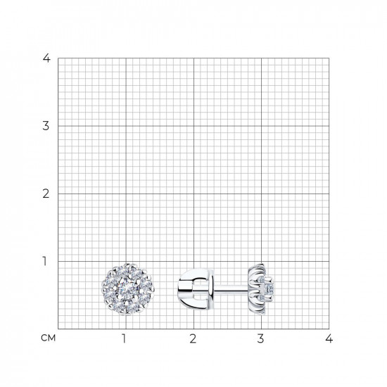 Серьги-пусеты из серебра с фианитами