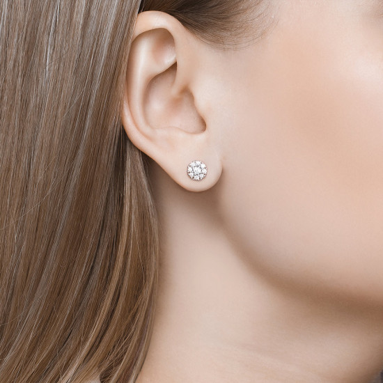 Серьги-пусеты из серебра с фианитами