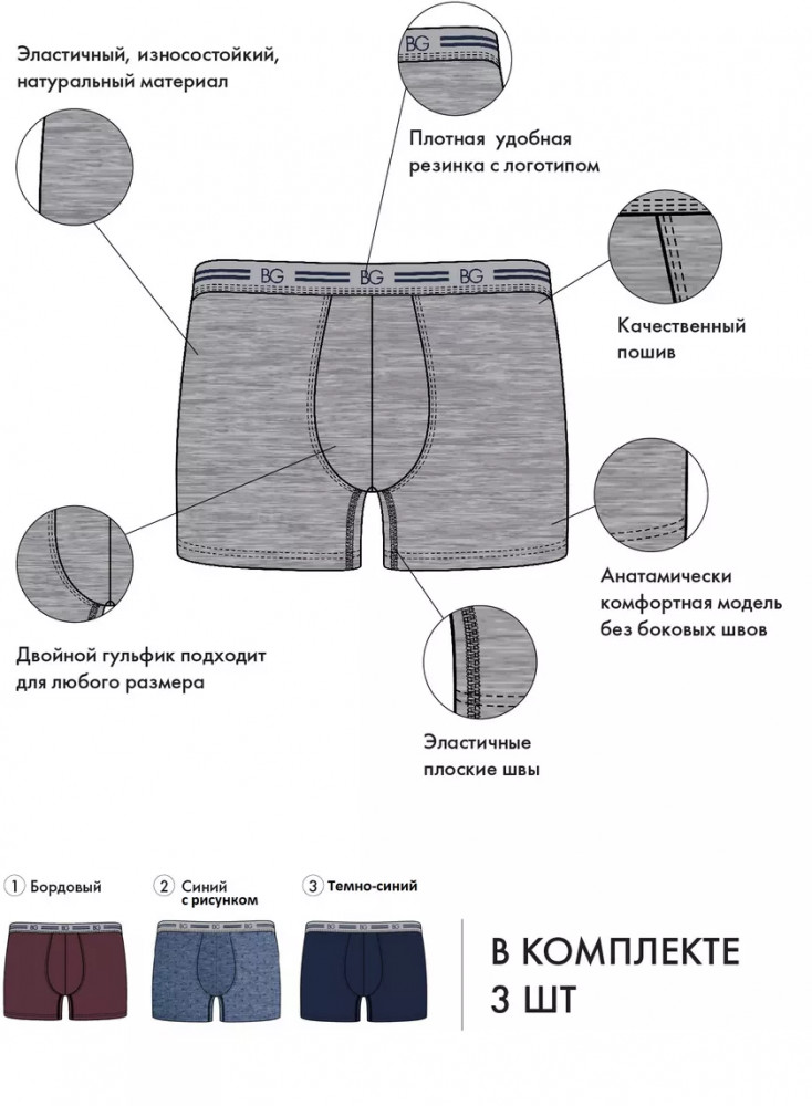 Комплект трусов мужских | Underwear | BeGood | Фото 4