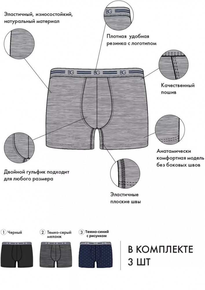Комплект трусов мужских | Underwear | BeGood | Фото 4