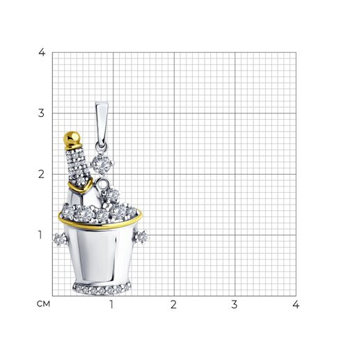 Подвеска из золочёного серебра с фианитами