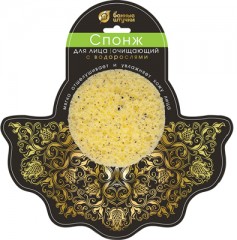 Спонж для лица с водорослями (9х1,5 см), очищающий - Фото 1