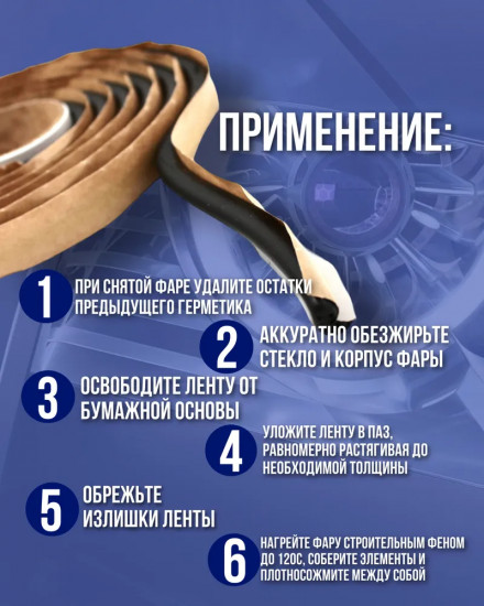 Лента для ремонта фар термопластичная