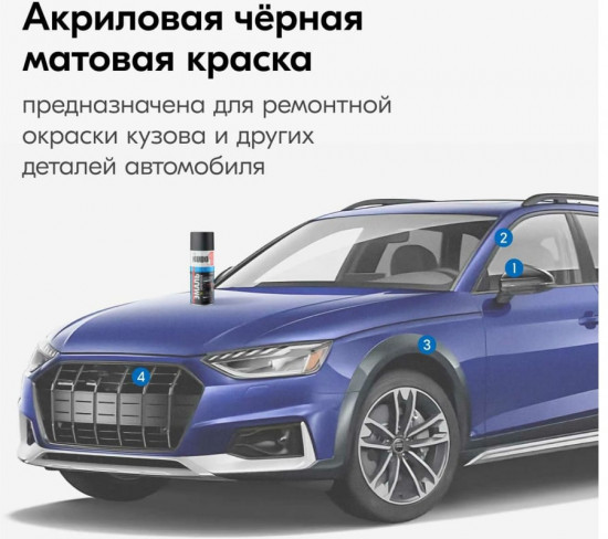 Эмаль ремонтная акриловая, чёрный матовый