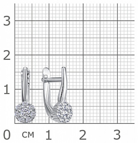 Серьги из серебра с фианитами