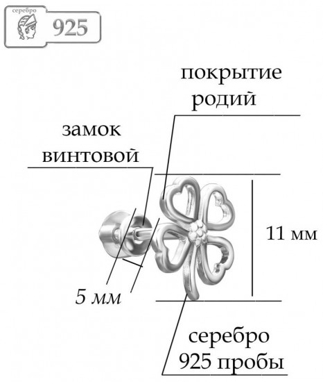 Серьги из серебра с фианитами