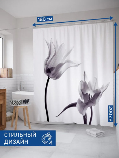 Штора для ванной «Цветочное очертание»
