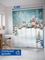 Штора для ванной комнаты «Снежный городок» - Фото 2