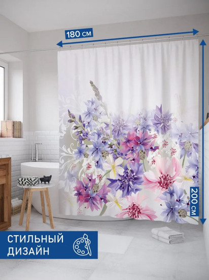 Штора для ванной «В цветочный мир»