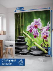 Штора для ванной «Бамбук и цветы» - Фото 2