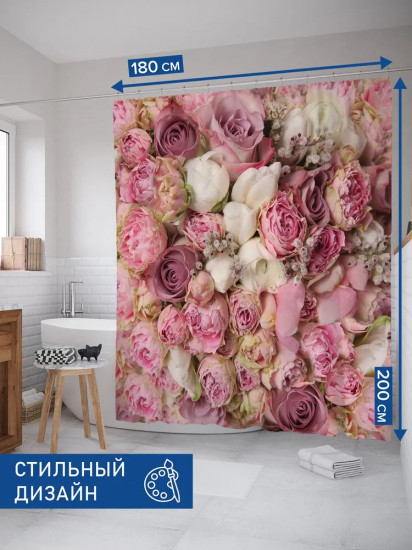 Штора для ванной «Розовый букет»