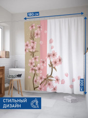 Штора для ванной «Веточка с цветами» - Фото 2