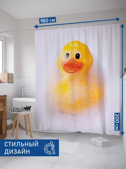 Штора для ванной «Уточка в пене»