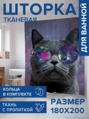 Штора для ванной «Кот из космоса» - Фото 1