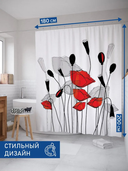 Штора для ванной «Цветочный поцелуй»