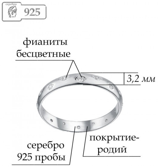 Кольцо из серебра с фианитом