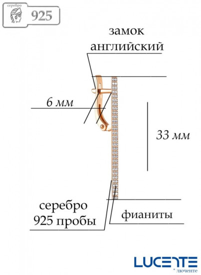 Серьги из серебра с фианитами