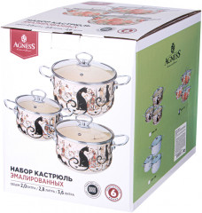 Набор кастрюль с крышками «Парижские коты» - Фото 1