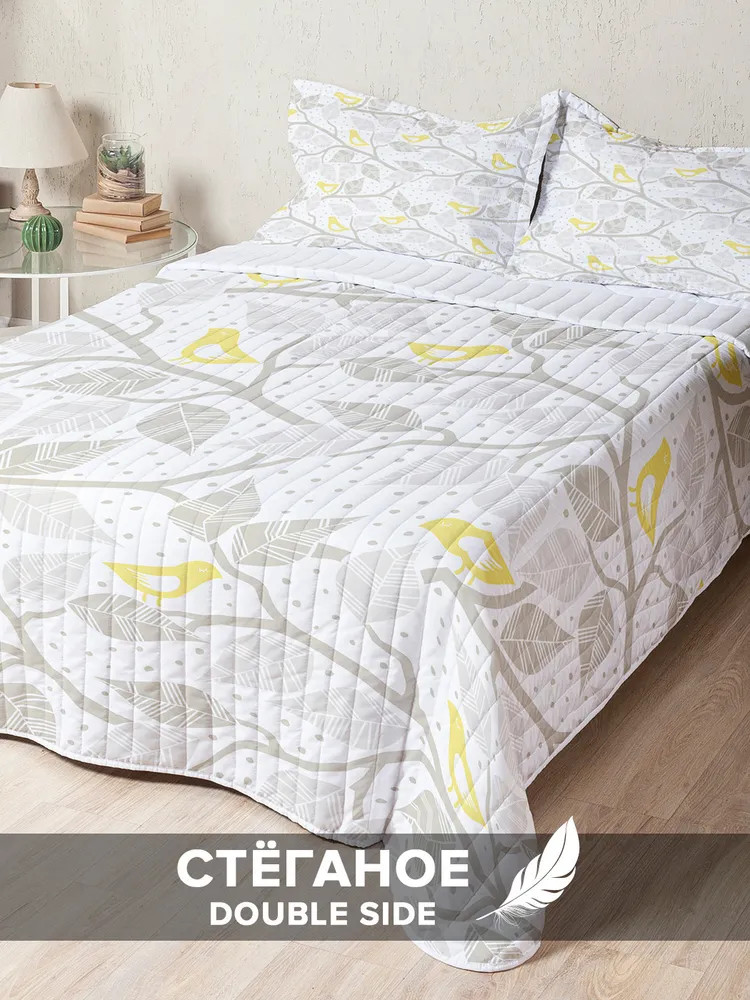 Покрывало стеганое с наволочками «Светлые птицы на ветках» | Светлые птицы на ветках | Ambesonne | Фото 4