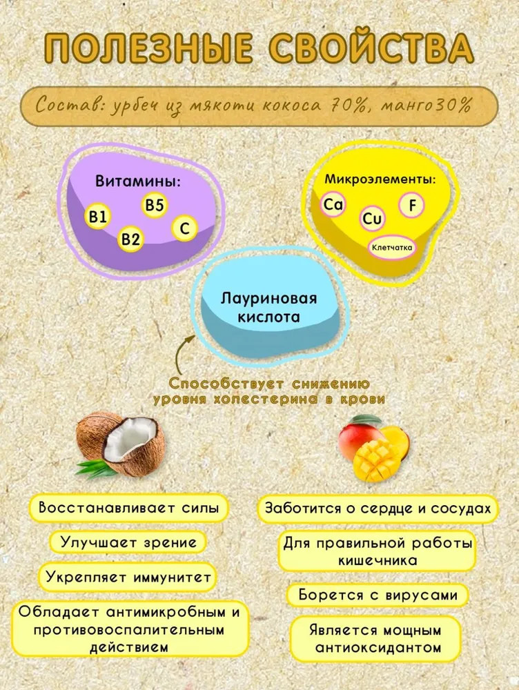Урбеч «Кокос и манго», кокос и манго — Мералад