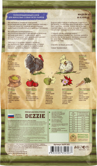 Корм сухой для собак «Индейка и курица»