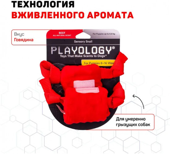 Игрушка для щенков с ароматом говядины «Улитка сенсорная»