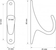 Крючок мебельный однорожковый - Фото 4