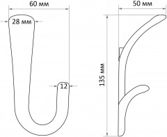 Крючок мебельный двухрожковый «Duck» - Фото 1