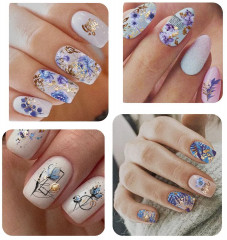 Слайдеры для ногтей «Синие цветы» - Фото 2