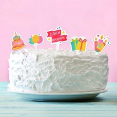 Набор топперов «С Днём Рождения. Тортик» (10 шт) - Фото 1