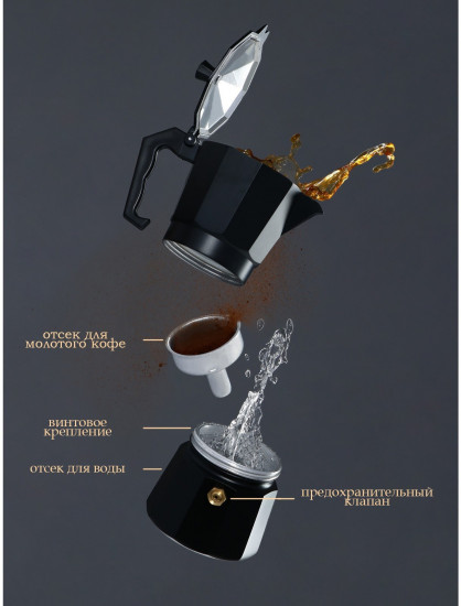 Кофеварка гейзерная «Alum black»