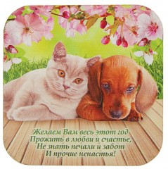 Набор подставок под горячее «Собачка и кот» (4 шт.) - Фото 1
