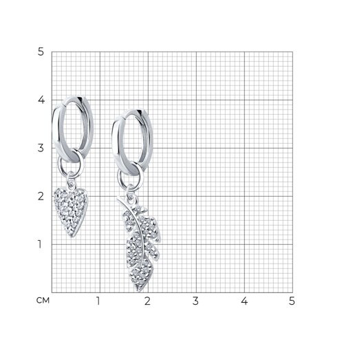 Серьги из серебра с фианитами