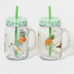 Набор банок с крышками и трубочками «Летняя прохлада» - Фото 1