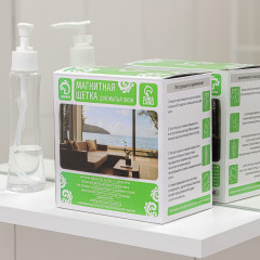 Щётка для мытья окон с двух сторон магнитная с водосгоном и скребком - Фото 6